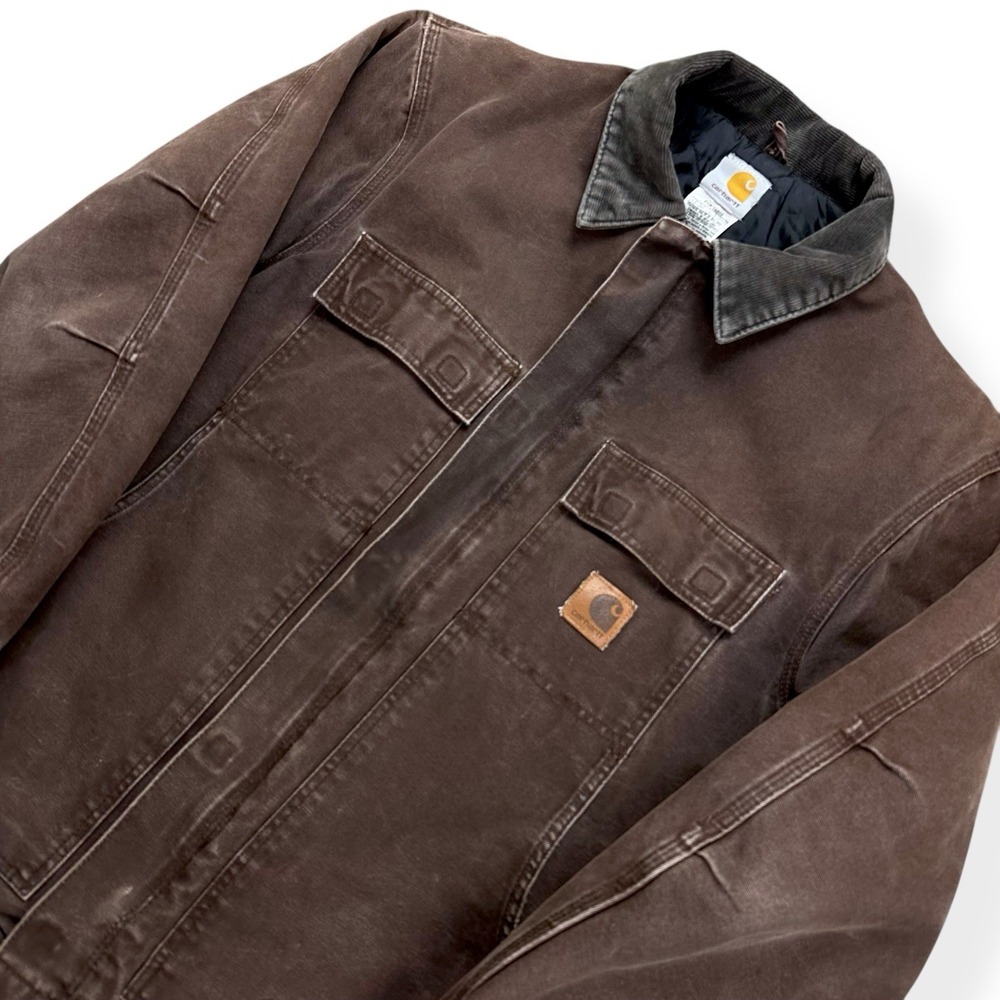 Carhartt C26 DKB Jacket Mens Large Brown Duck Canvas Arctic Quilt Lined Workwear - Picture 2 of 16